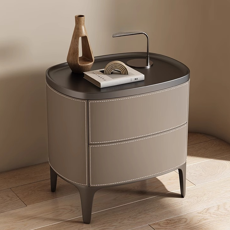 Contemporary 2 Tiers Drawer Storage Bedside Table with Real Wood Countertop - image 11