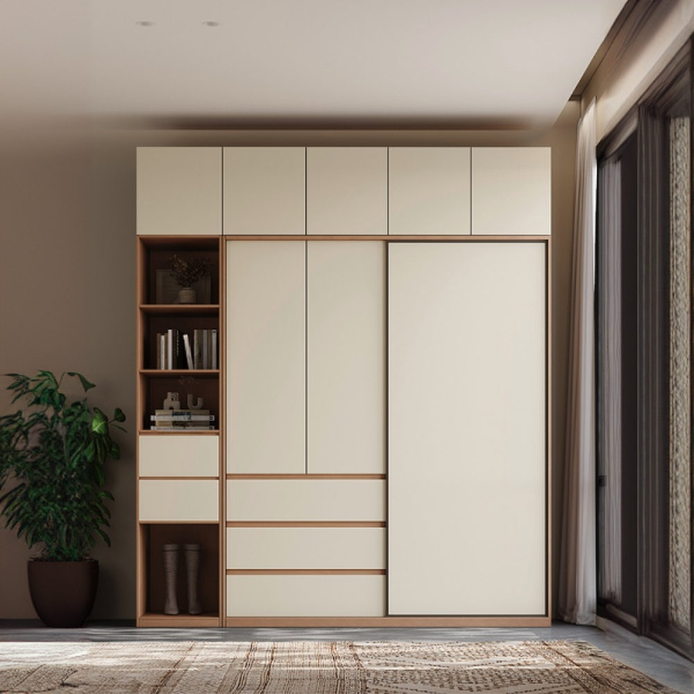 Multi-Color Simple Lumber Wardrobe Closet with Soft Close Drawer, Soft Close Door, Interior Shelves, and Clothing Rod - image 2