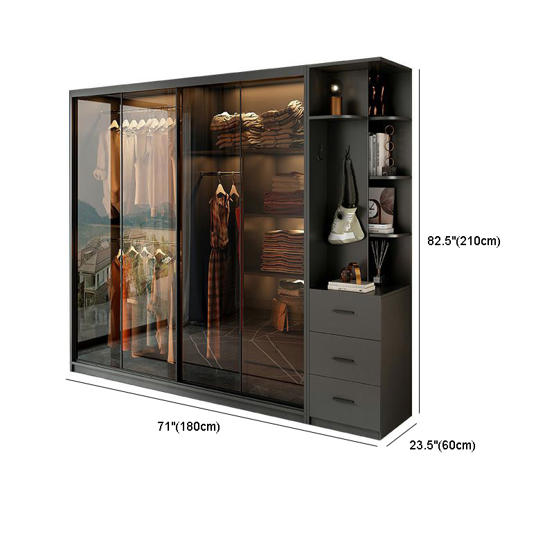 Trendy Charcoal Interior Shelves with Soft Close Drawer and Soft Close Door Timber Cabinet Armoire - image 8