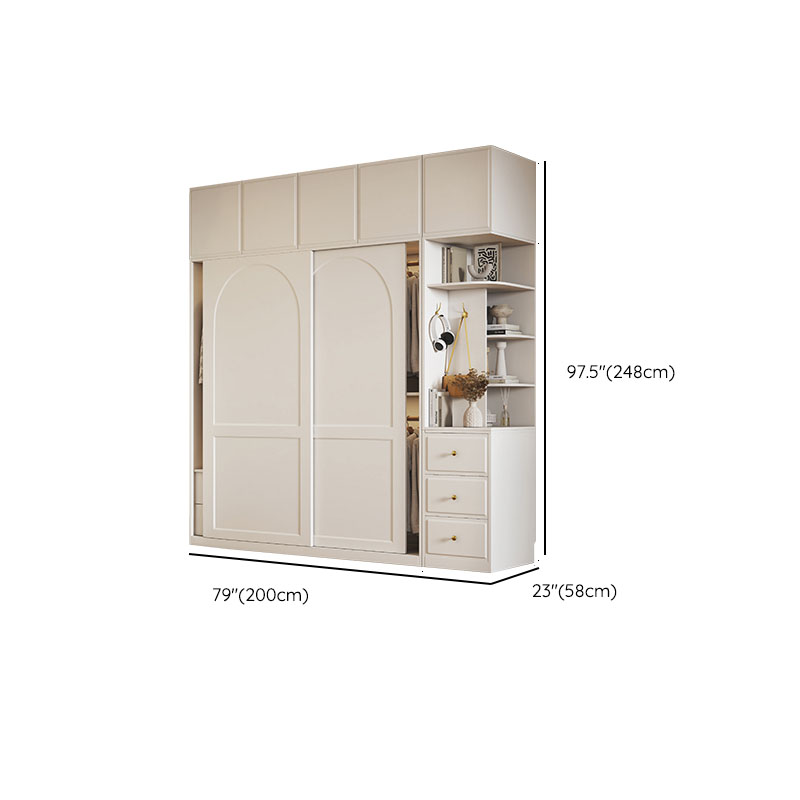 White Minimalist Wooden Wardrobe Closet with Soft Close Drawer, Soft Close Door, Interior Shelves, and Clothing Rod - image 17