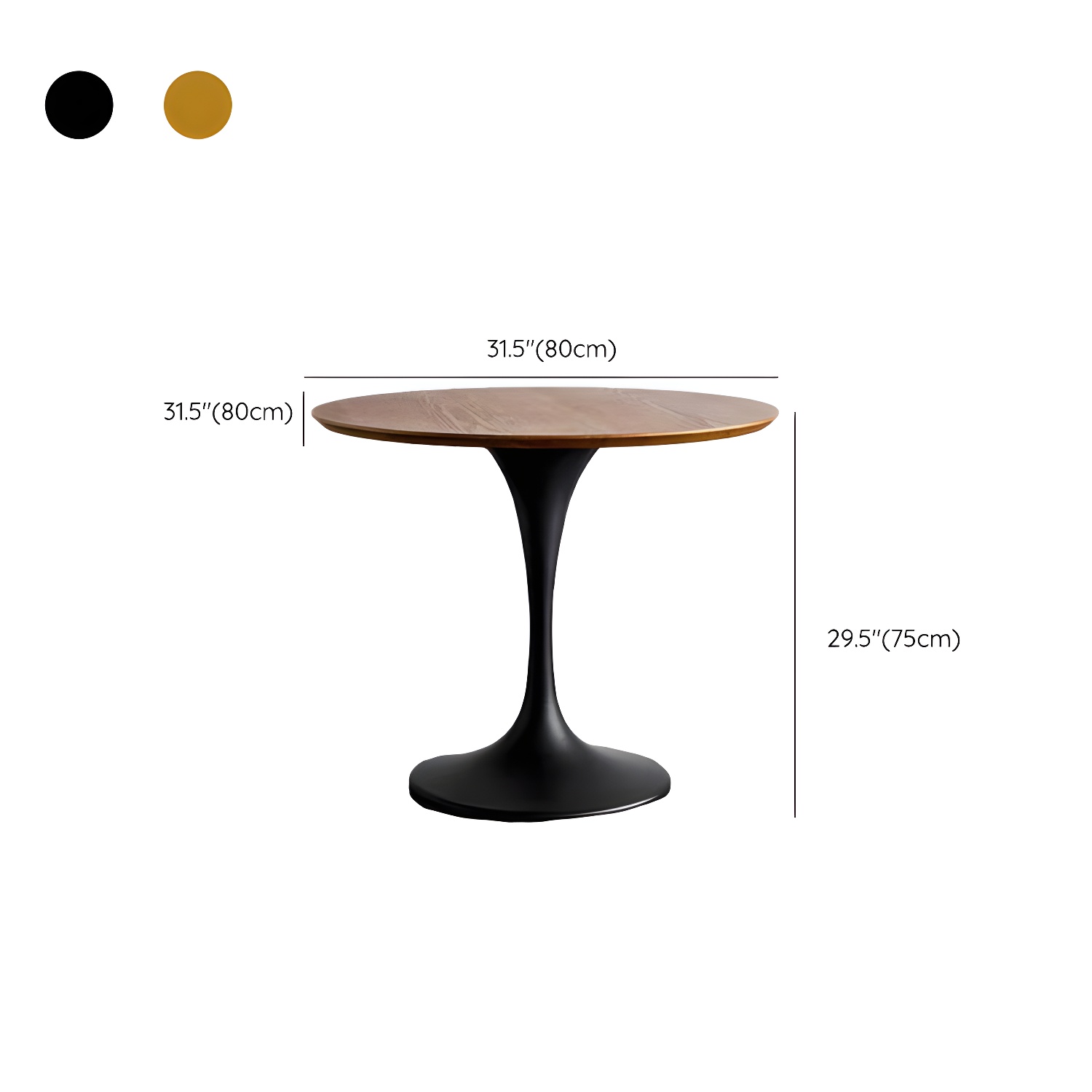 Scandinavian Standard Height Round Wood-Top Dining Table, Metal Tulip Base, Simple Assembly - image 14