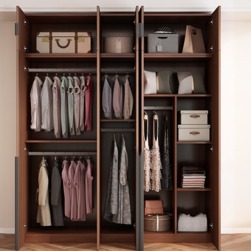 Sepia Minimalist Lumber Independent Cabinet Armoire with Soft Close Door, Interior Shelves, and Hanging Rod