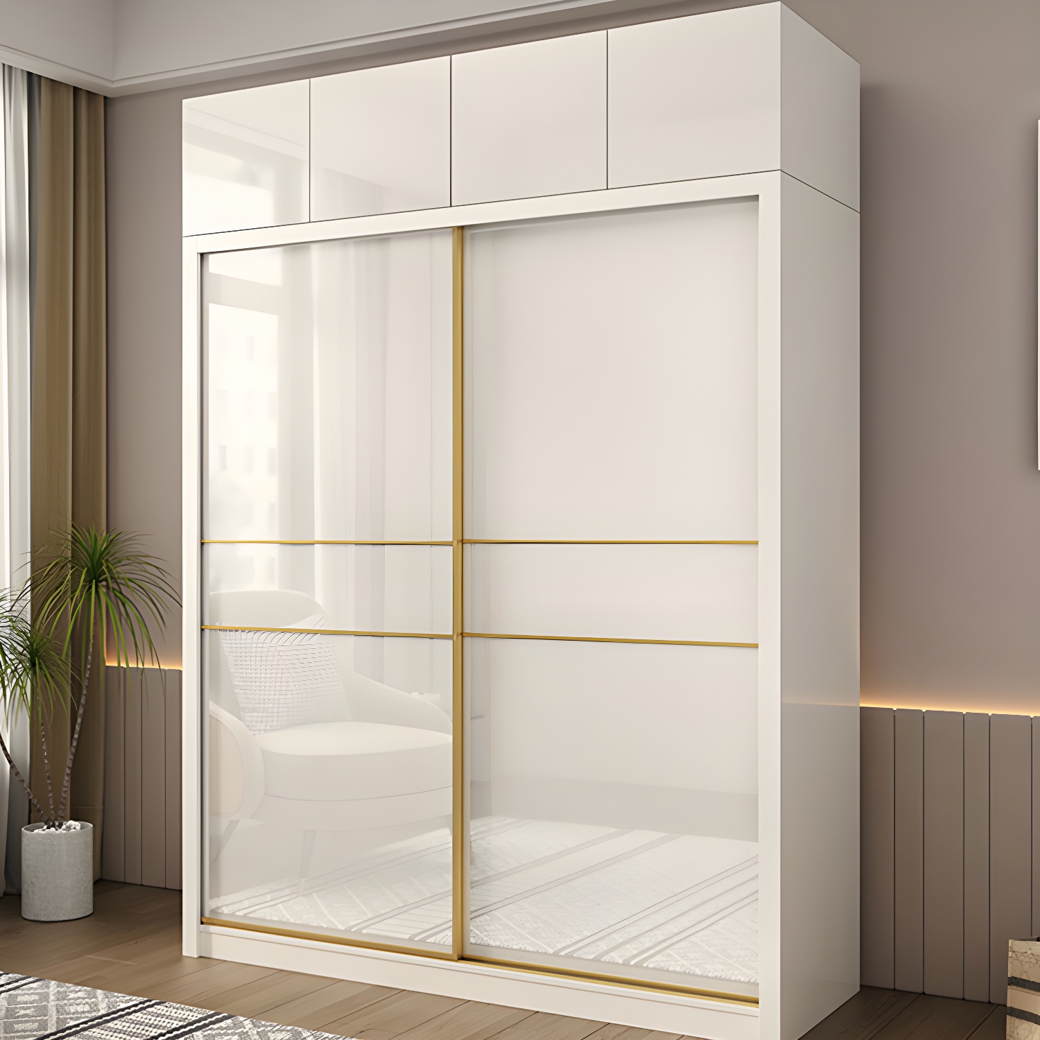 Contemporary Glossy White Storage Cabinet Manufactured Wood Cabinet for Home - image 4