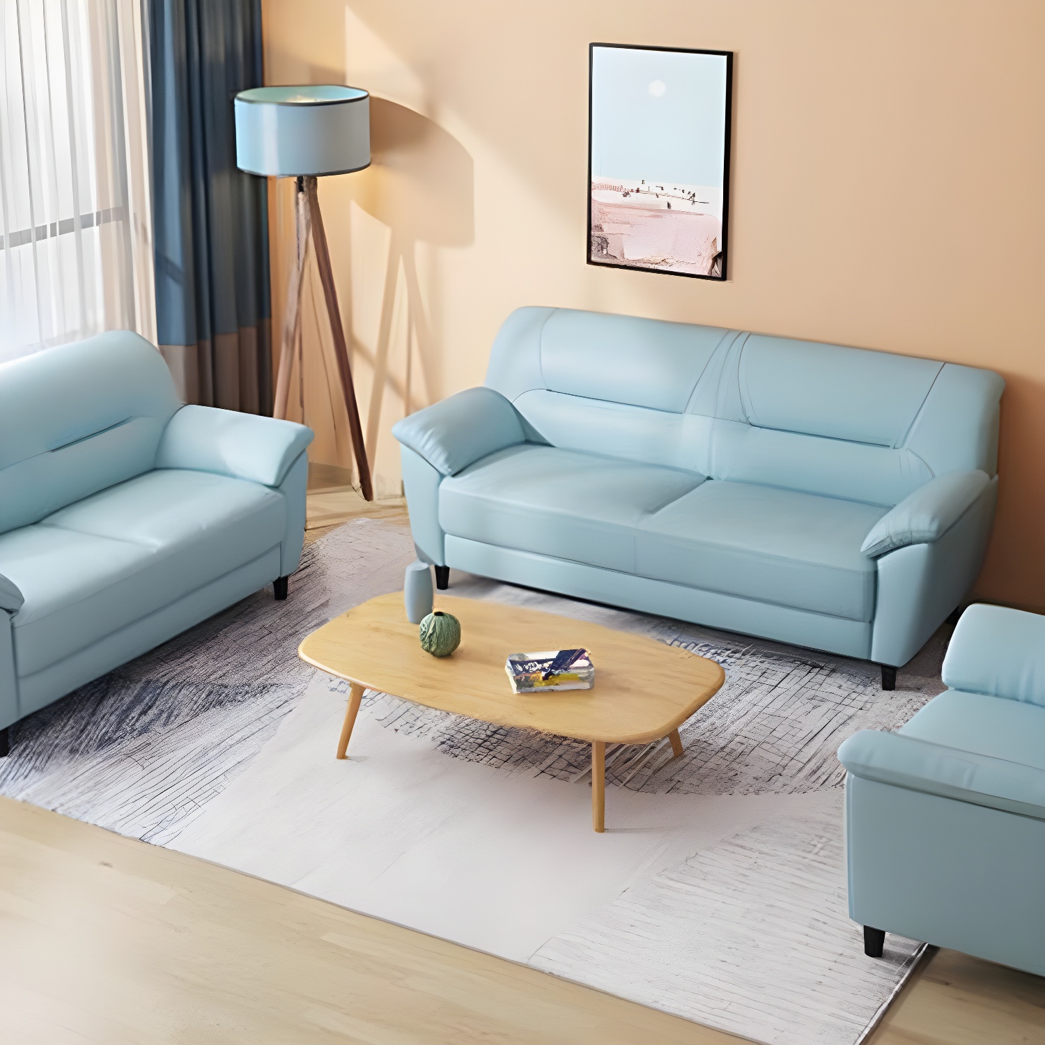 Leather Modern 2/3-seat Pillow Top Arm Sofa 70.87"/55.12" W Sewn Pillow Back Sofa - image 12