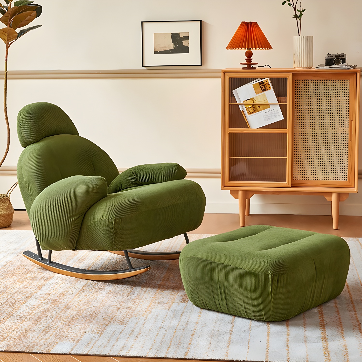 Rocking Accent Chair Solid Wood Contemporary Living Room Spindle - image 3