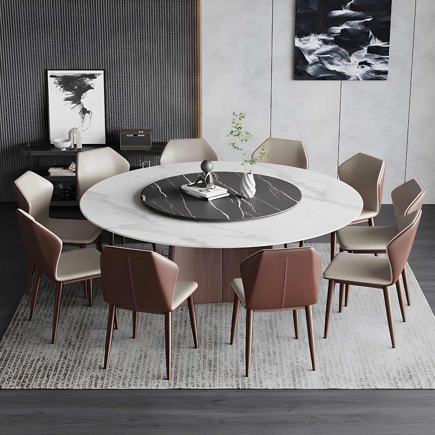 Modern Dining Table Set 1/3/4/7 Pieces with Metal Base Kitchen Furniture Set - image 12