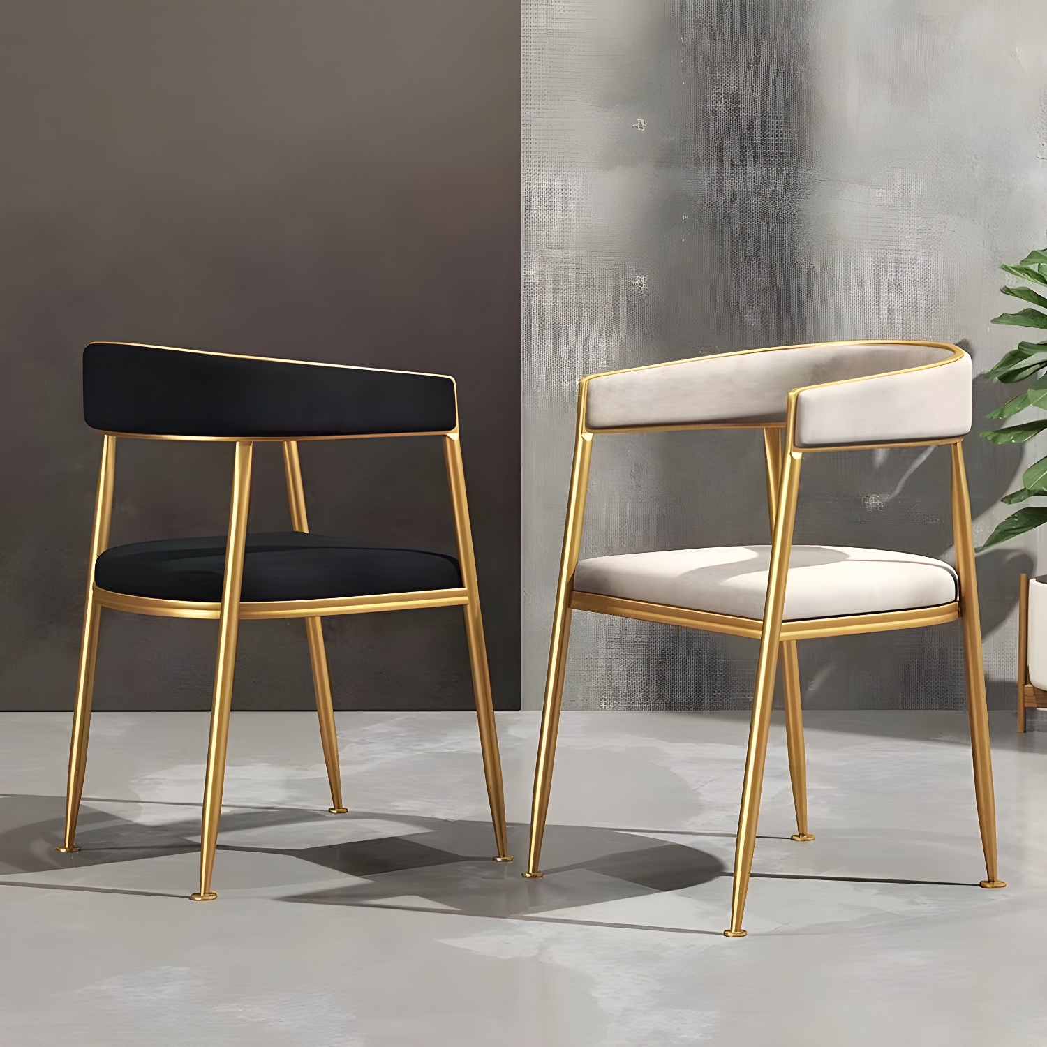 Glam Gold Metal Arm Chair Open Back Dining Side Chair with Upholstered - image 12