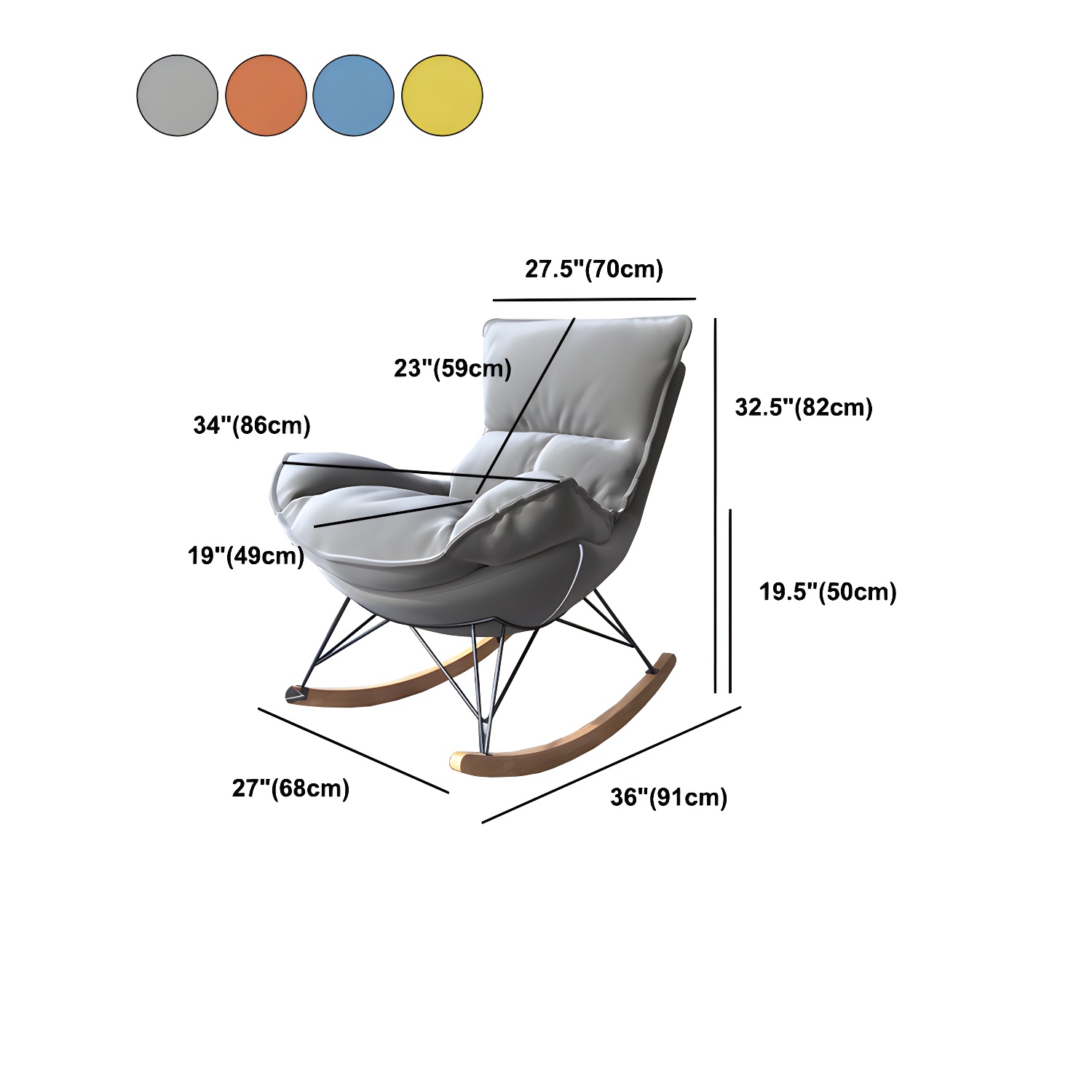 Contemporary Rocking Chair Solid Wood Rocker Chair with Removable Cushions - image 26