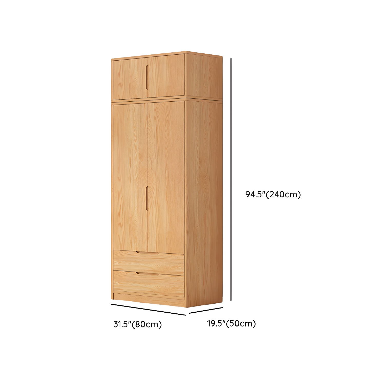 Modern Natural Wood Wardrobe Armoire with Sliding Doors, Drawers, and Shelves - image 115
