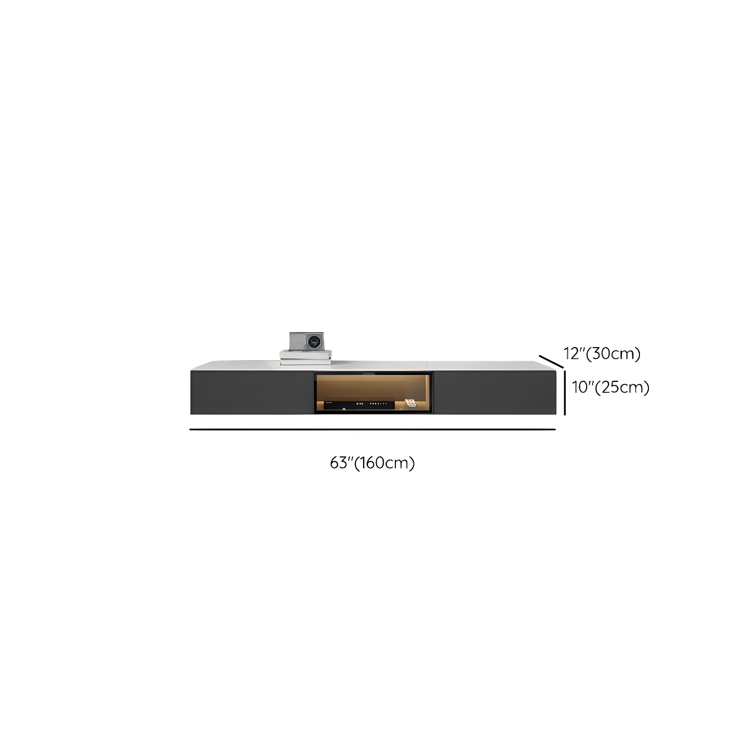 Modern Wall-mounted TV Media Stand Slate Top Wood Frame with Storage - image 11