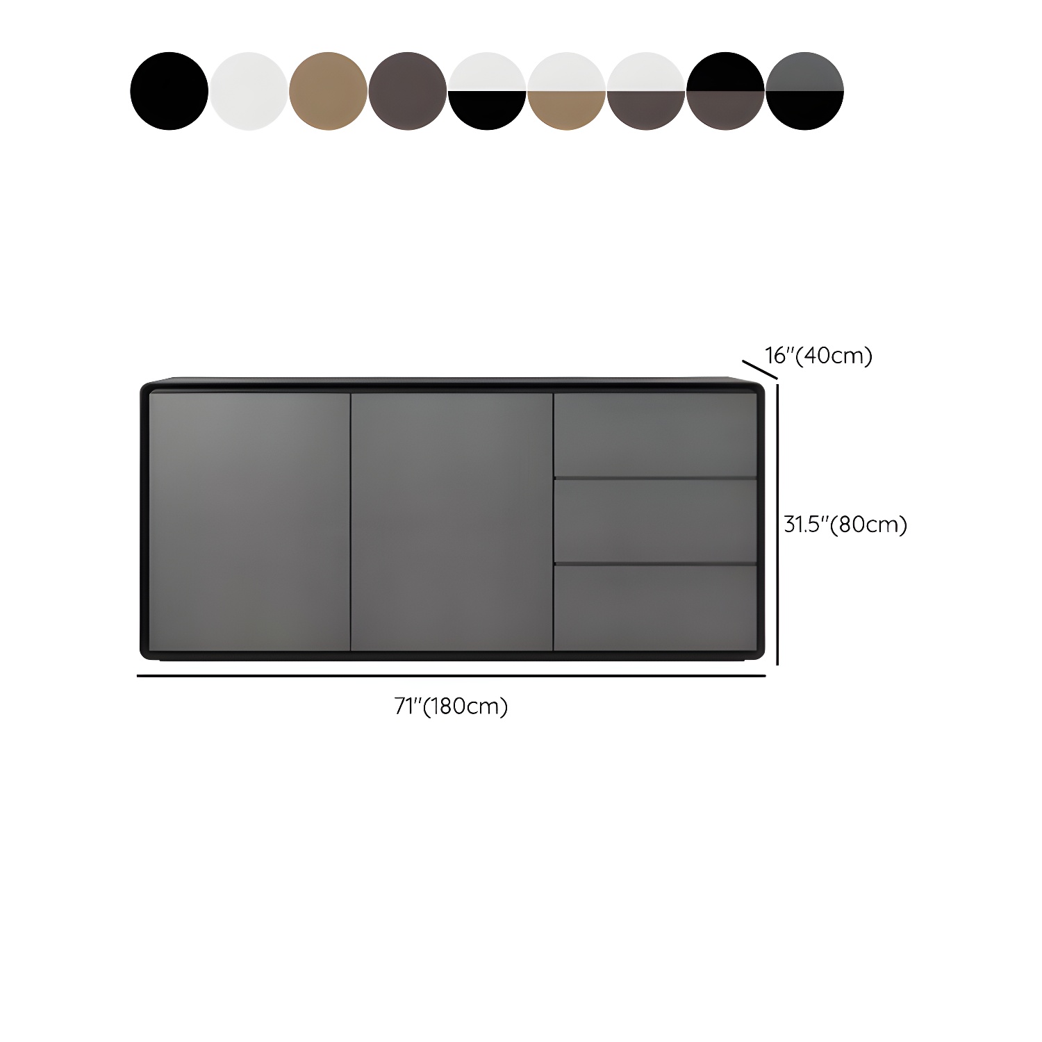 Modern Wood Buffet Sideboard Cabinet with 2 Doors and 3 Drawers - image 23