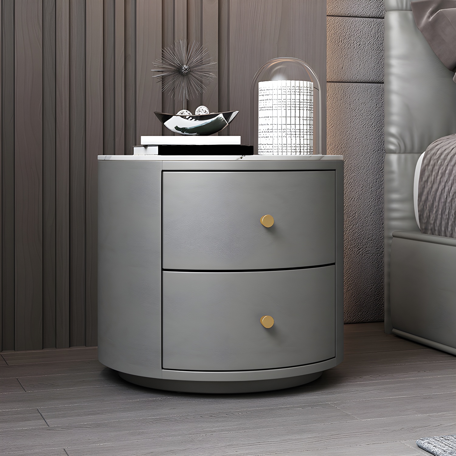 Modern Faux Leather Nightstand Table Solid Wood Drawer Storage Bed Nightstand