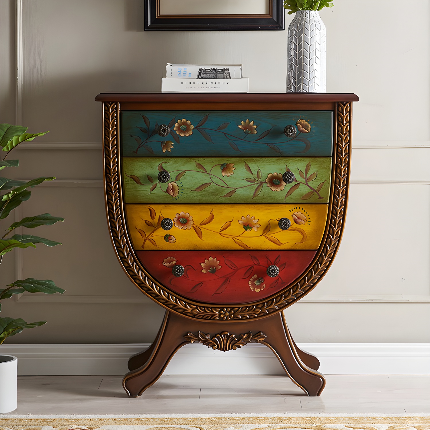 Rustic Wood Chest Vertical Chest with Drawers for Living Room - image 10