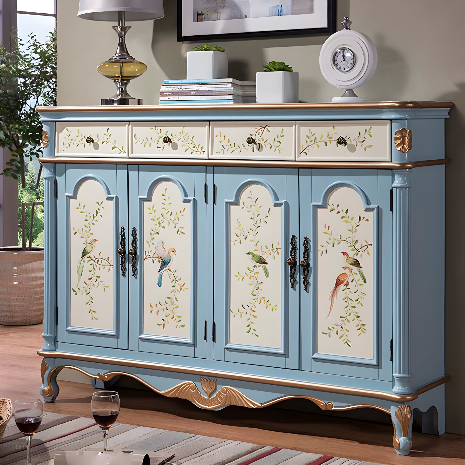 Glam Style Wood Sideboard with Drawers Dining Server for Kitchen - image 6