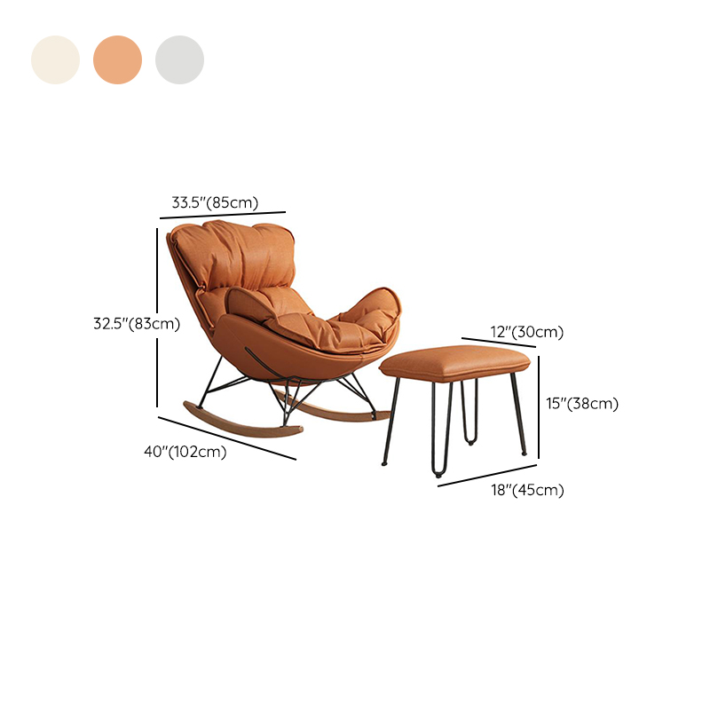 Grey/Chalk/Amber Contemporary Alloy 2 Piece Set Rocking Armchair with Padded Upholstery and Ottoman - image 17