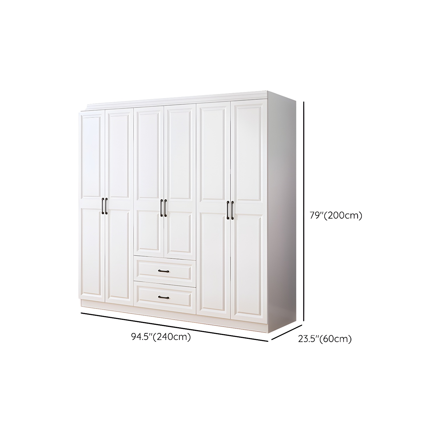Modern White Wood Wardrobe Armoire with Soft-Close Drawers and Clothing Rod - image 13