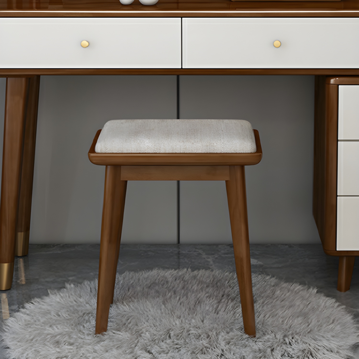 Modern Style Rubber Wood Vanity Table with 6 Drawers Dressing Table - image 10
