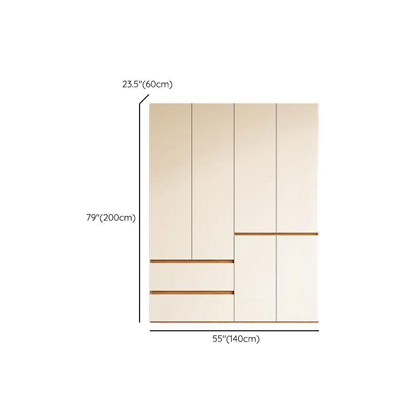 White Minimalist Manufactured Wood Wardrobe Closet with 2 Drawers, Soft Close Door, Interior Shelves, and Clothing Rod - image 8
