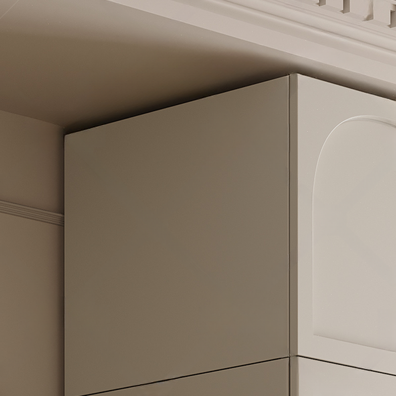 White Minimalist Manufactured Wood Wardrobe Closet with 3-Drawer, Soft Close Door, Interior Shelves, and Clothing Rod - image 4