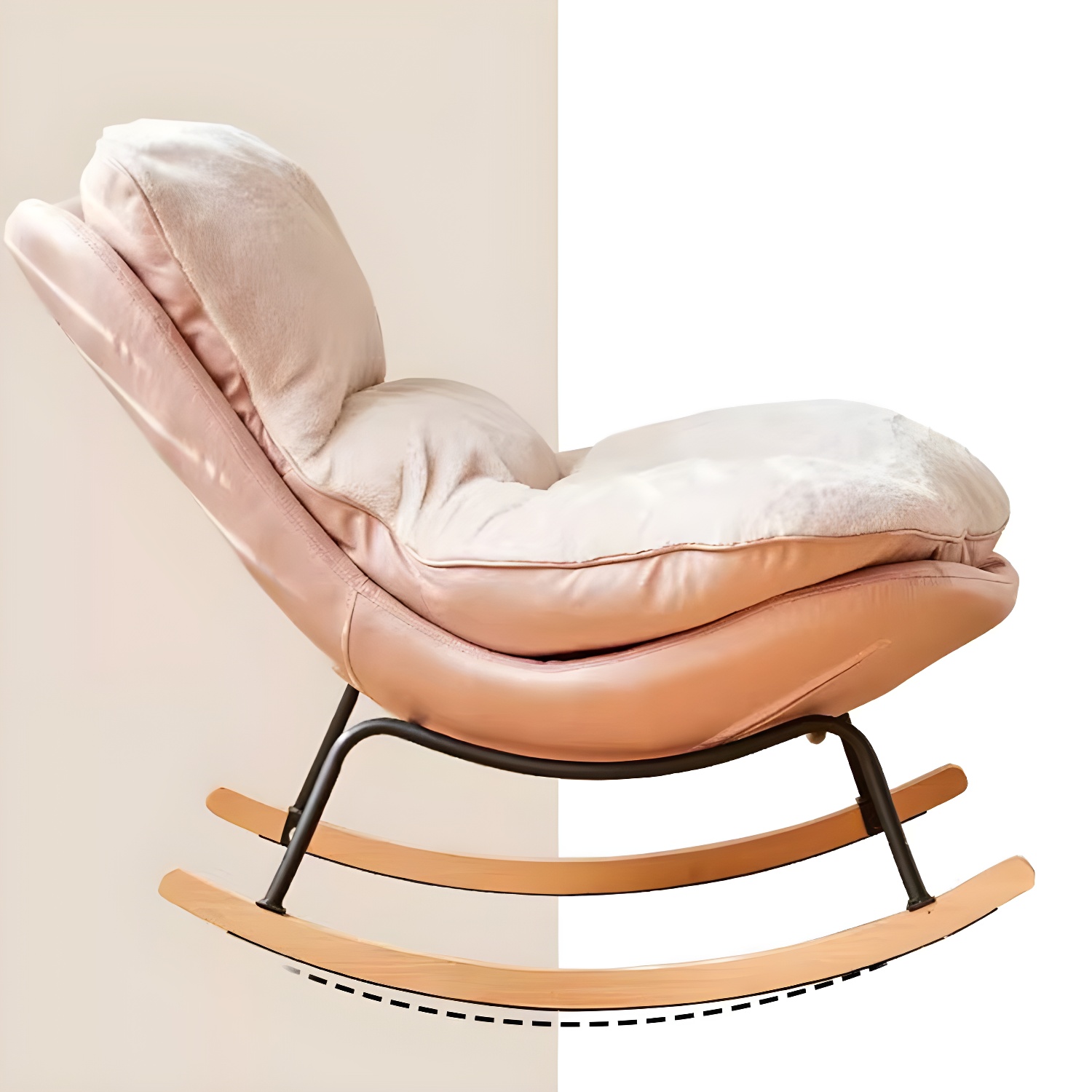 Stylish and Comfortable Modern Upholstered Rocking Chair with Natural Wood Legs - image 17