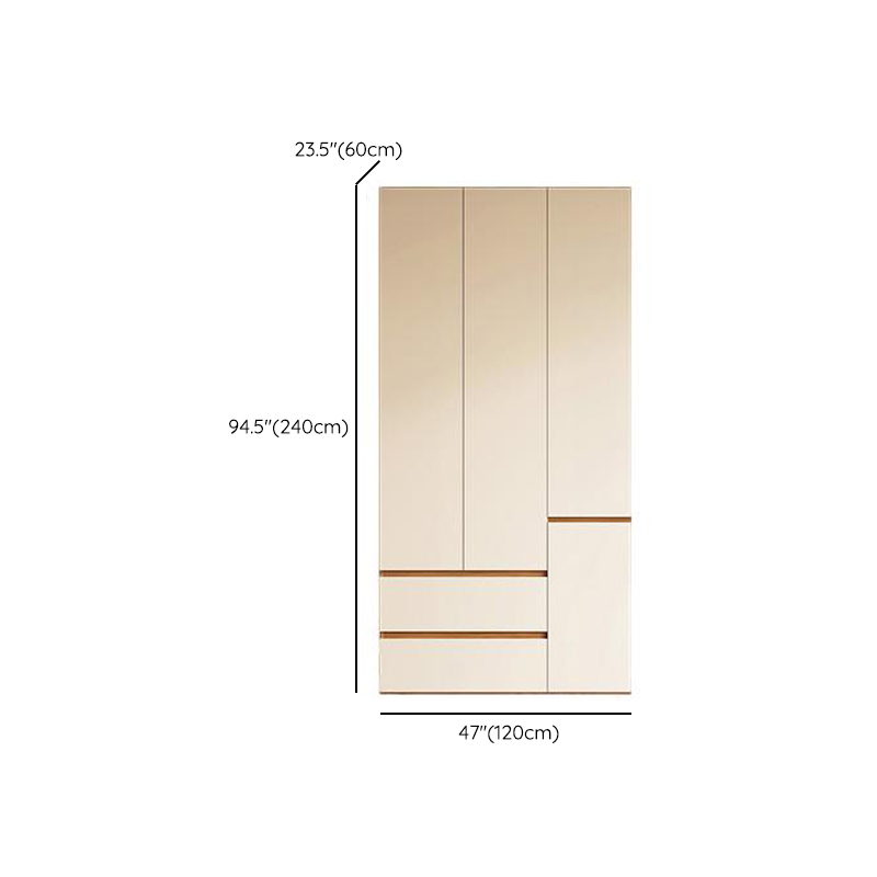 White Minimalist Manufactured Wood Wardrobe Closet with 2 Drawers, Soft Close Door, Interior Shelves, and Clothing Rod - image 12