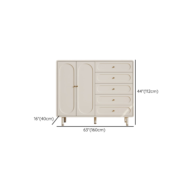 Chalk Modish Composite Wood Console Dresser with 5 Drawers and Hutch, 3 Interior Shelves, Horizontal - image 14