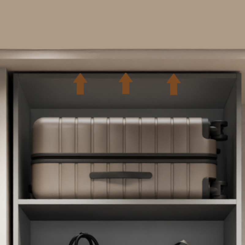 Dove Grey Minimalist Manufactured Wood Wardrobe Closet with Compartments, Soft Close Door, Interior Shelves, and Clothing Rod - image 5