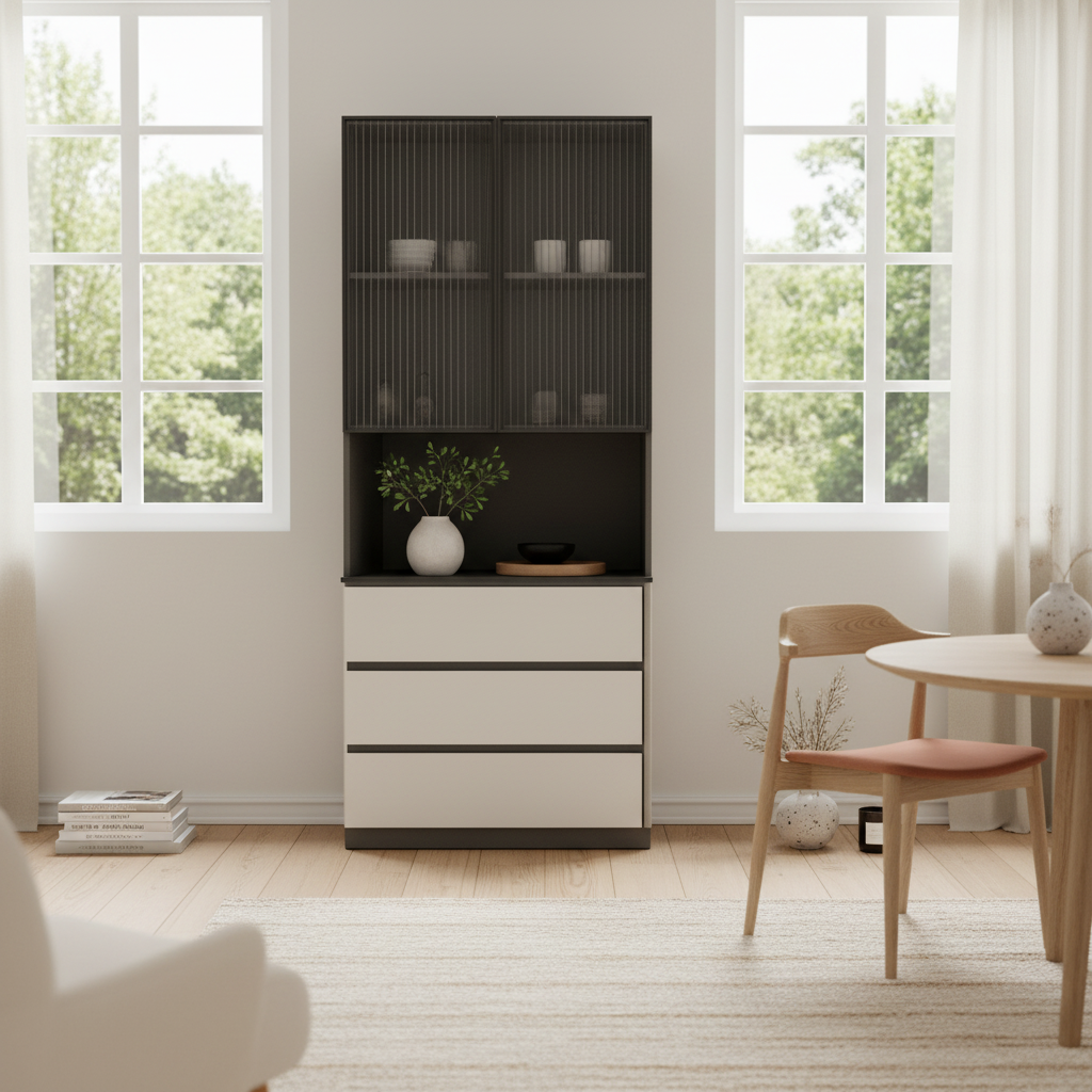 Trendy Sideboard with 3 Drawers, Cupboard, Wide/Standard/Narrow Sizes, 2/1 Shelves, Cabinets, and Glass-panel Door - image 40