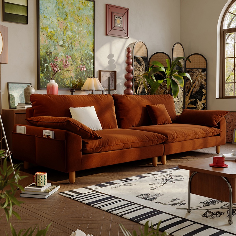 Gray/Sage/Amber Color Standard Sofa with Armrest and 4 Pillows for Drawing Room - image 3