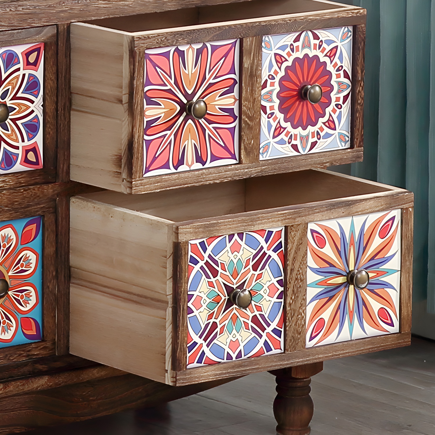 Rustic Farmhouse Wood Server - Compact Sideboard with Drawers and Open Storage - image 11