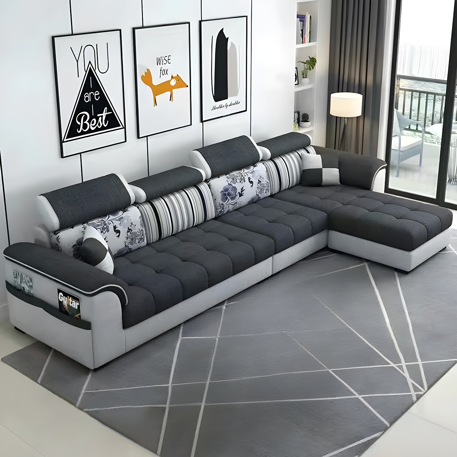 Contemporary L-Shaped Sectional Sofa with Adjustable Pillows and Storage - image 5