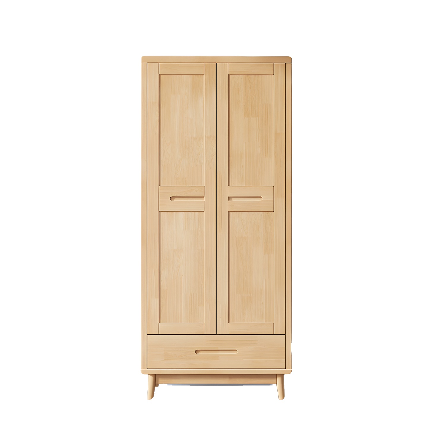 Modern Rubberwood Solid Wood Wardrobe Freestanding Wardrobe with Drawer - image 5