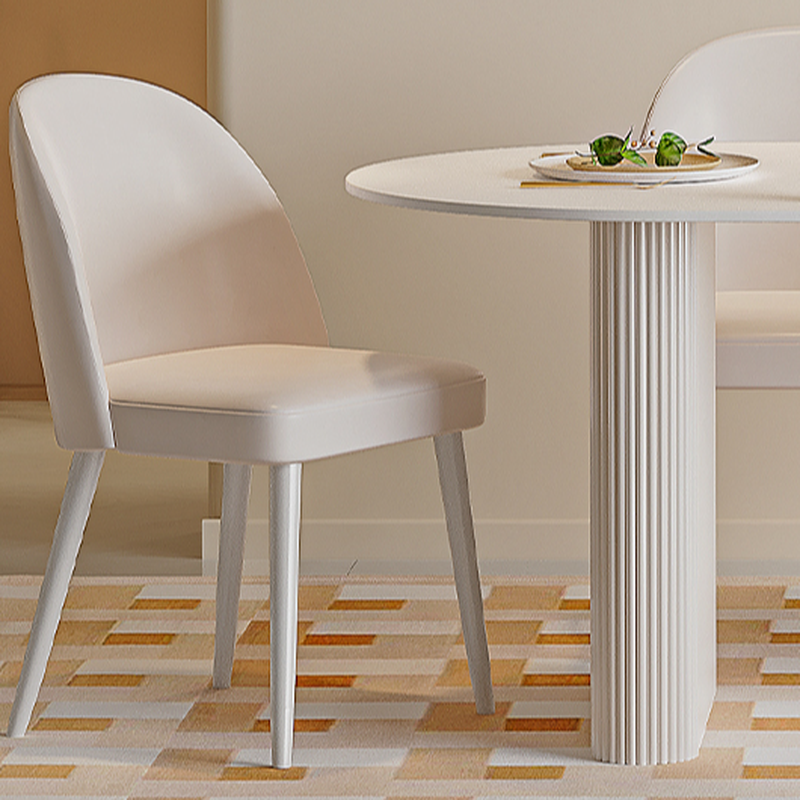 Oval Dining Table Set with Two-sided Pedestal, Enclosed Back, Fixed Table, Padded Chair, 5-piece in White - image 7