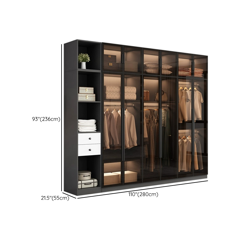 Ink-Colored Manufactured Wood Detached Wardrobe Closet with Soft Close Drawer, Door, Interior Shelves, and Clothing Rod - image 28