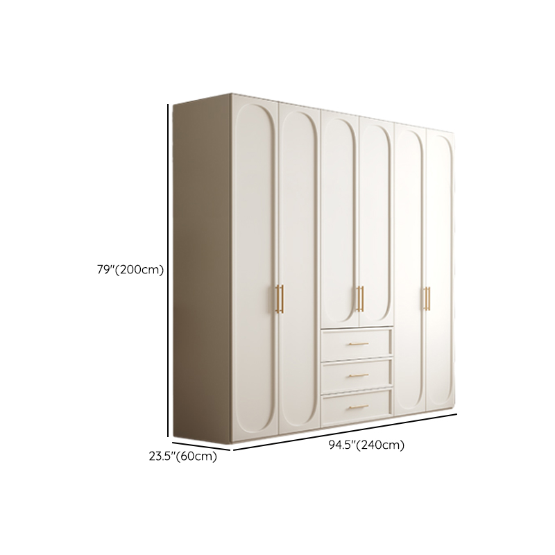 White Minimalist Manufactured Wood Wardrobe Closet with 3-Drawer, Soft Close Door, Interior Shelves, and Clothing Rod - image 13