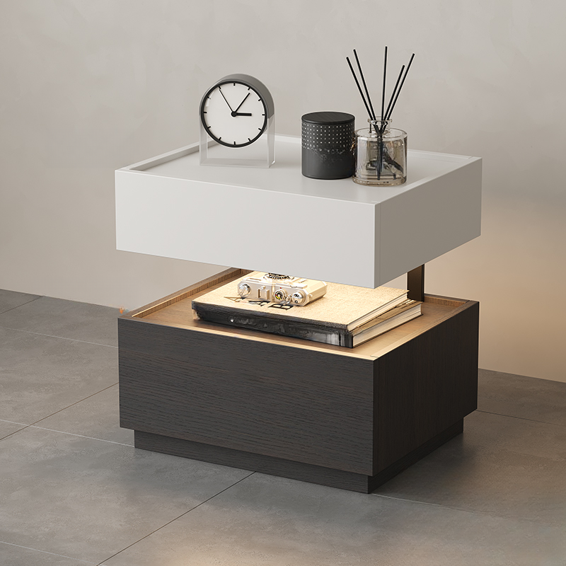 Organic Modern Nightstand With Drawer Organization with Particle Board Wood Countertop and Illuminating Lighting - image 14