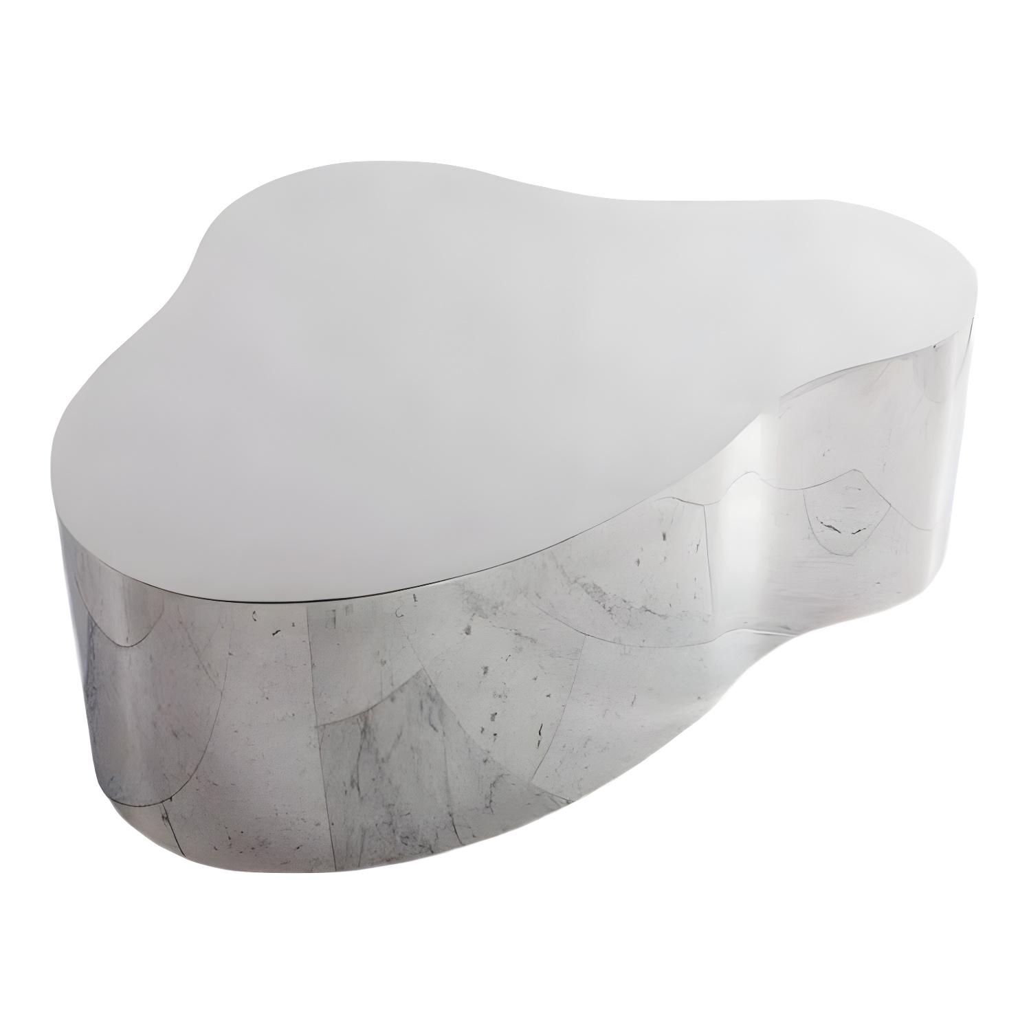 Silver Modern Coffee Table with Free Form Metal Top and Abstract Stainless Steel Base - image 7