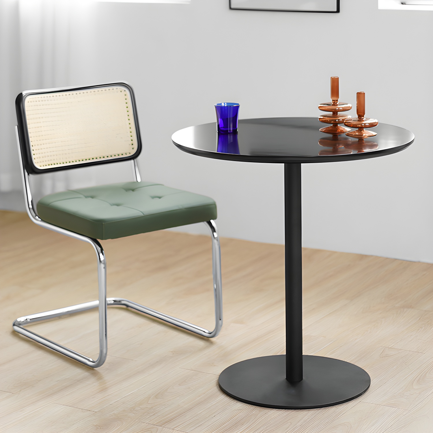 Round Tulip Base Casual Dining Table Four-Color Fixed Table with Solid Wood - image 21