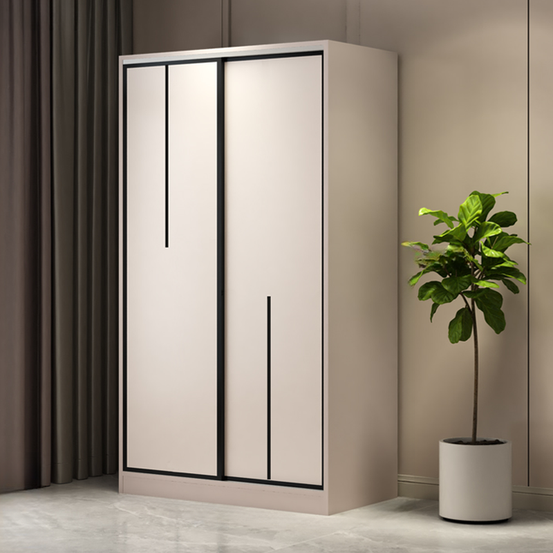 Modish Wooden Independent Armoire Cabinet with Soft Close Door, Interior Shelves, and Clothing Rod