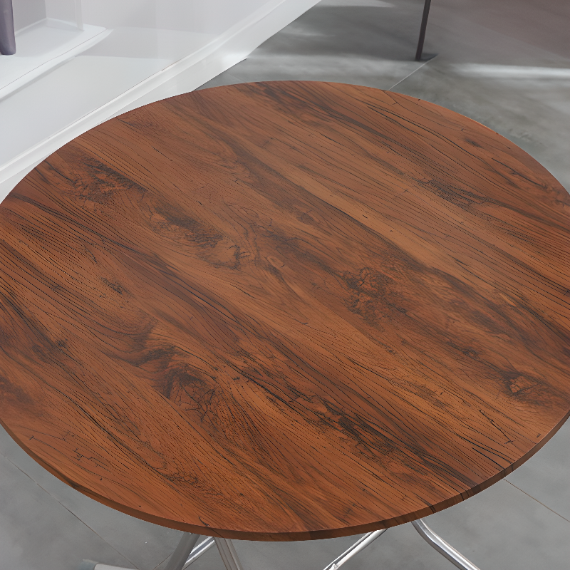 Art Deco Sepia/Natural Color/Cream Rounded Dining Table with Timber Top, Portable and Collapsible for 2 People - image 12