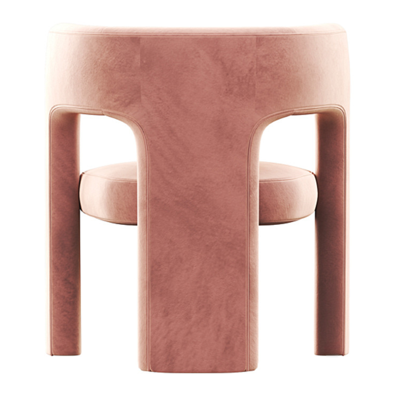 Soft-pile Fabric Upholstered Secure Outlined Arm Chair with Curved Back and Dark Blue/Light Green/Blush Legs in a Nordic Style - image 20