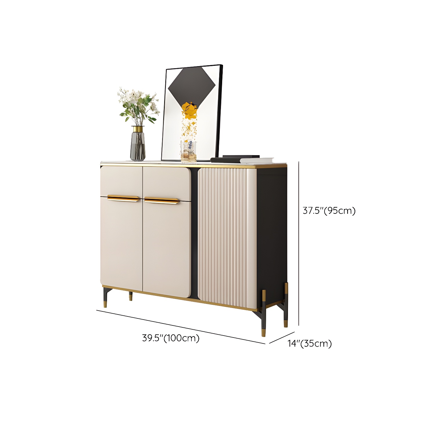 Modernism Sideboard 2 Drawers Server Cabinet with Storage for Dining Room - image 11