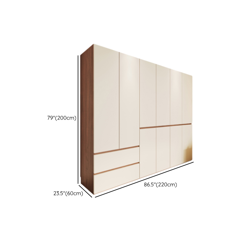 Beige Manufactured Wood Independent Wardrobe Closet with Soft Close Drawer, Soft Close Door, Interior Shelves, and Articulated Door Mechanism - image 14