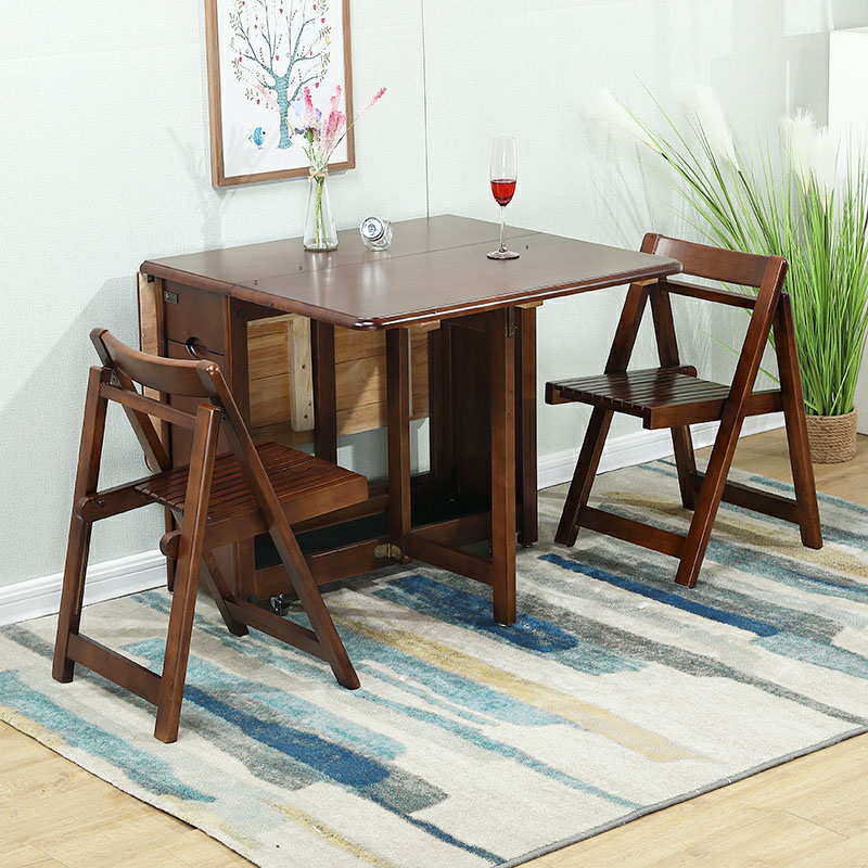 Trendy Collapsible Solid Wood Dining Set Non-adjustable Standard Height - image 6