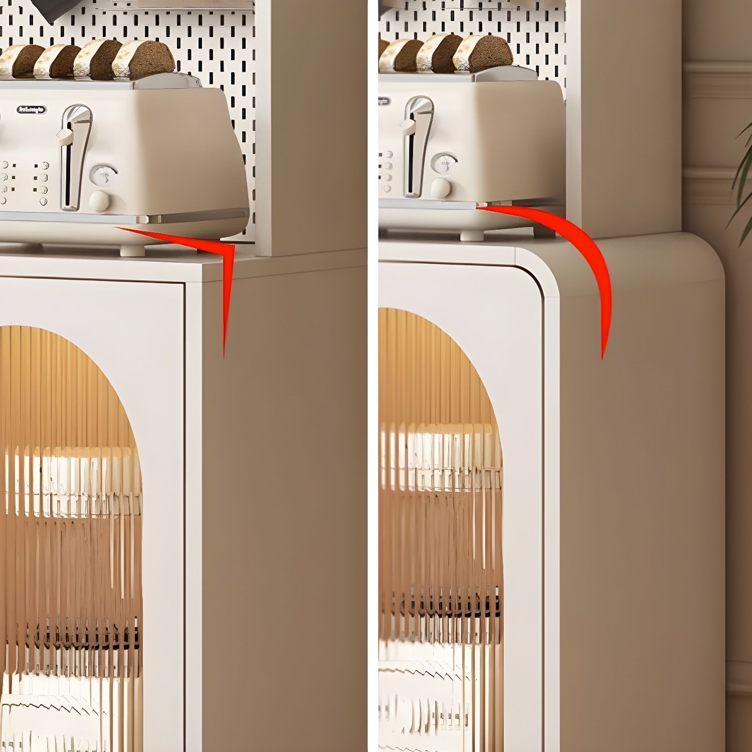 Scandinavian Wood Sideboard Cabinet with Adjustable Shelves and Glass Doors - 40cm Width - image 8