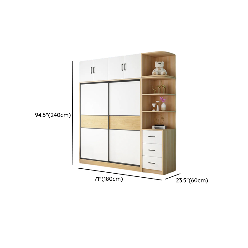 Chalk Minimalist Laminate Cabinet Armoire with 3-Drawer/4-Drawer, Interior Shelves, and Clothing Rod - image 15