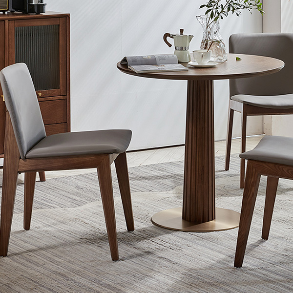 Traditional Brown Wood Dining Table with Wooden Top and Oak Pedestal Base - image 4