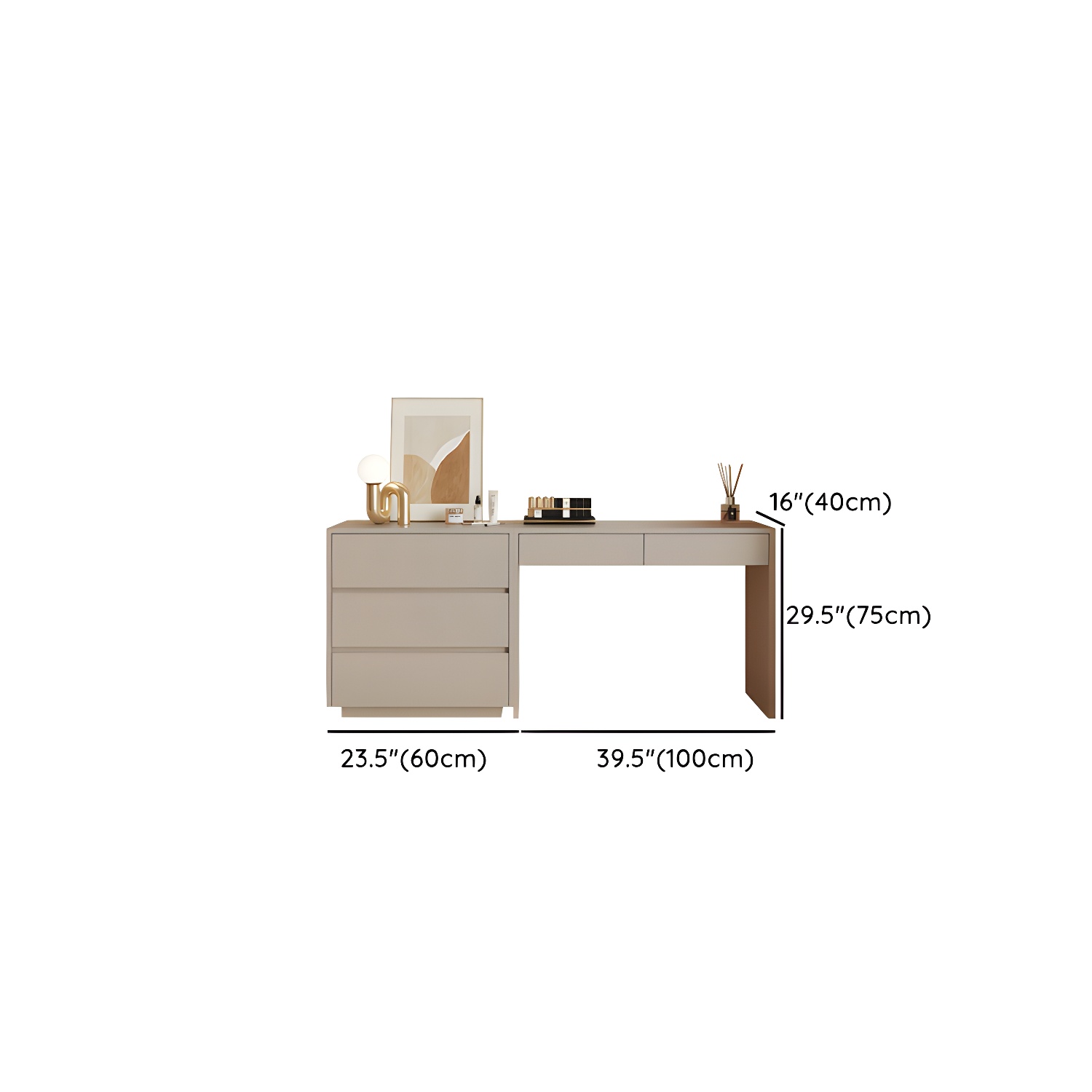 Modern Wood Vanity with Drawers, Large Size, Soft Close Glides, 40cm Width, 75cm Height - image 18