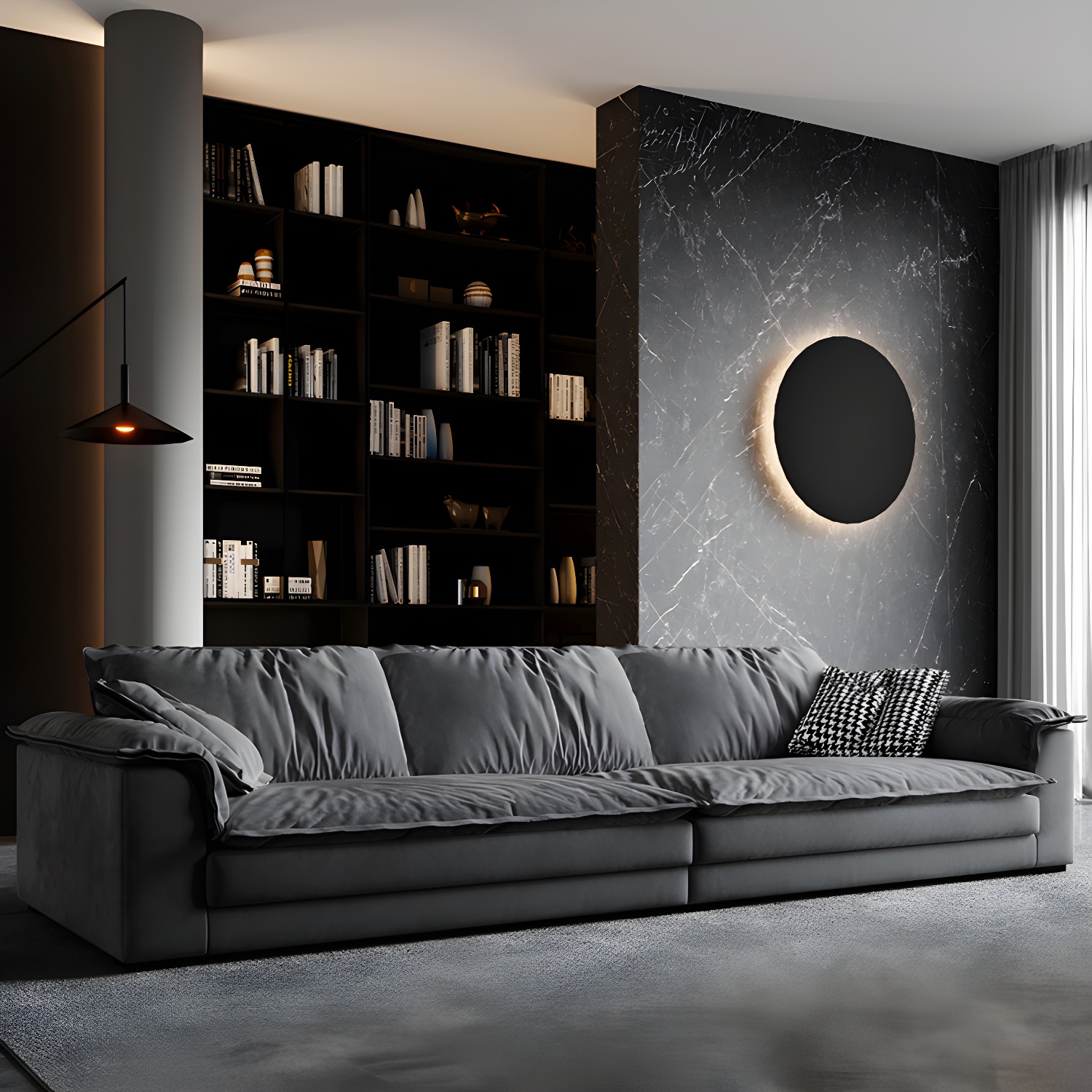 Stain-Resistant Dark Gray Contemporary Square Arm Solid Wood Sofa - image 4