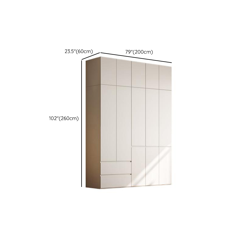 Chalk Modern Natural Wood Standalone Almirah with Soft Close Drawer, Interior Shelves, and Hanging Rod - image 20